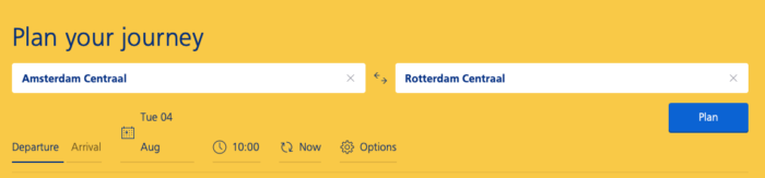オランダ鉄道NS公式サイトから路線・出発時刻・所要時間・運賃を検索する方法