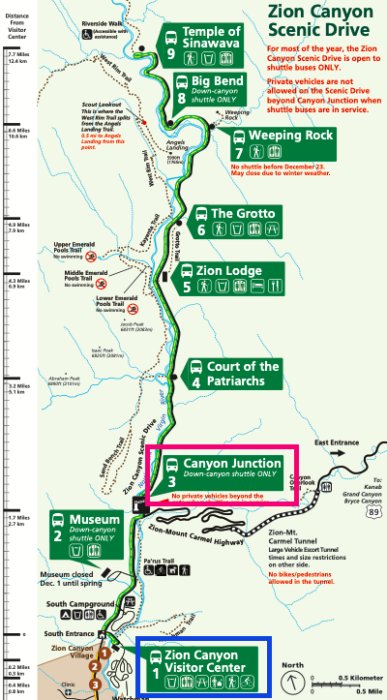 ザイオン国立公園園内地図